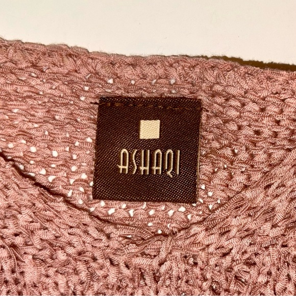 Ashaqi Blush Pink Knit Tie-Waist Bell-Sleeve Sweater - Picture 6 of 8